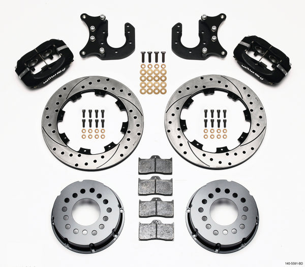 Wilwood Forged Dynalite P/S Rear Kit Drilled Rotor Mopar/Dana 2.36in Off w/Snap Ring Brng 140-5591-BD