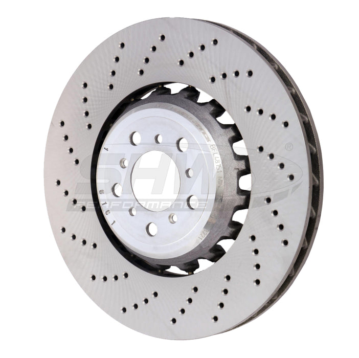 SHW 13-16 BMW M5 4.4L Left Front Cross-Drilled Lightweight Brake Rotor (34112284101) BFL48151