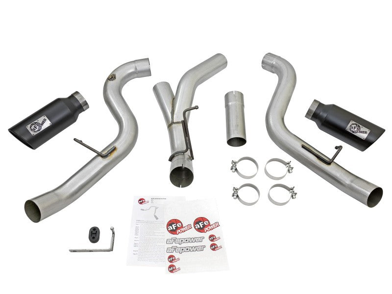 aFe Atlas Exhaust 4in Dual DPF-Back Al Steel w/ Black Tips 16-17 GM Diesel Truck V8-6.6L (td) LML 49-04080-B