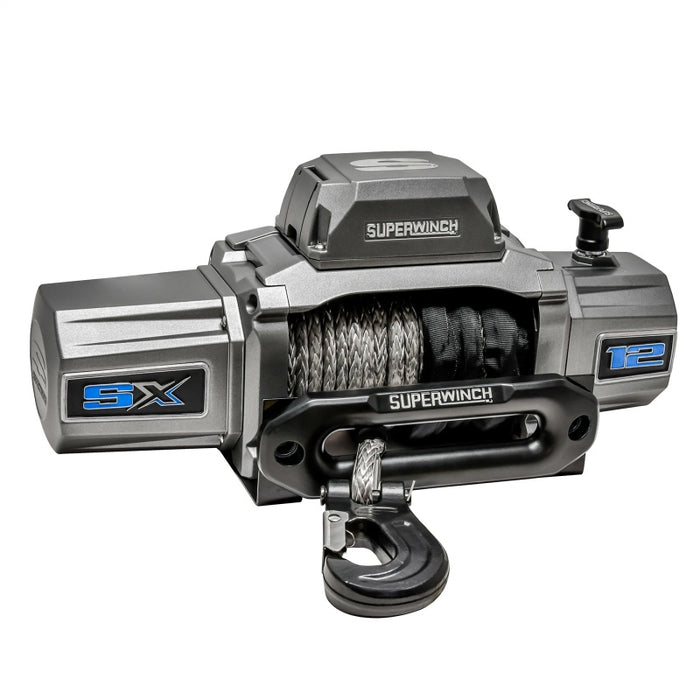 Superwinch 12000 LBS 12V DC 3/8in x 80ft Synthetic Rope SX 12000SR Winch Graphite 1712201