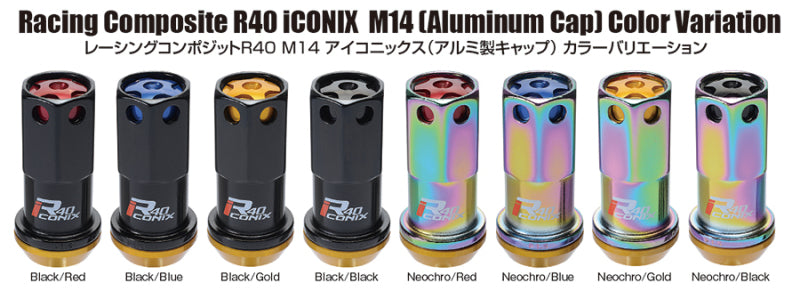 Project Kics 14x1.50 R40 Iconix Lock & Lug Nuts Neo Chrome w/Gold Cap (16+4 Locks) WRIA14NA