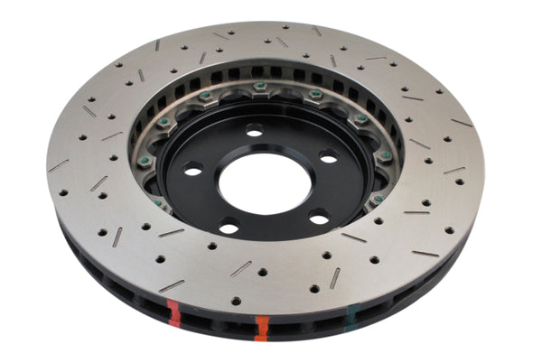 DBA 05-10 Ford Mustang GT / 11-13 V6 Front Drilled & Slotted 5000 Series 2 Piece Rotor w/ Black Hat 52113BLKXS