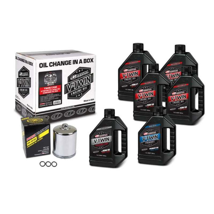 Maxima V-Twin Oil Change Kit Synthetic w/ Chrome Filter Twin Cam 90-119016PC