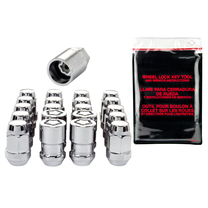 McGard 5 Lug Hex Install Kit w/Locks (Cone Seat Nut / Bulge) M12X1.5 / 3/4 Hex / 1.45in L Chrome 84537