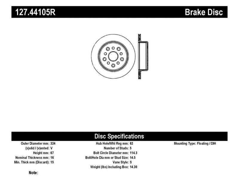 StopTech 5/93-98 Toyota Supra Right Rear Slotted & Drilled Rotor 127.44105R