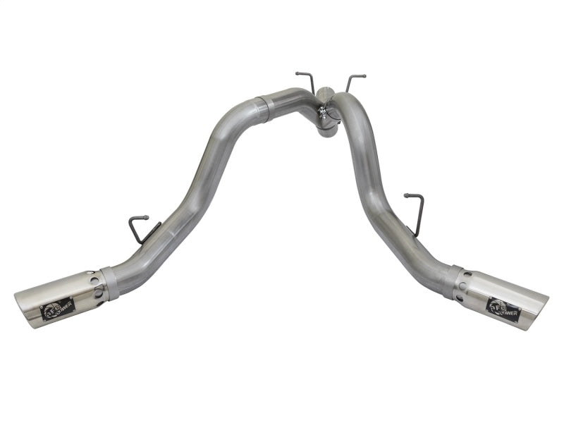 aFe Large Bore-HD 4in 409-SS DPF-Back Exhaust w/Dual Polished Tips 2017 GM Duramax V8-6.6L (td) L5P 49-44086-P