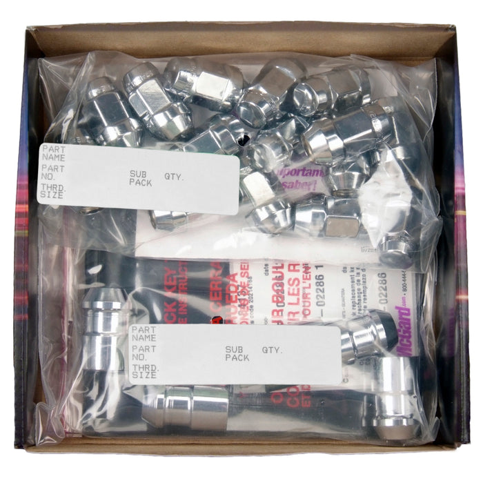 McGard 5 Lug Hex Install Kit w/Locks (Cone Seat Nut / Bulge) M12X1.5 / 3/4 Hex / 1.45in L Chrome 84537