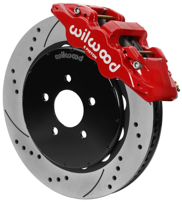 Wilwood AERO6 Front Brake Kit 14.00 Slotted 94-04 Ford Mustang Cobra Red w/Lines 140-16403-R