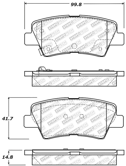 StopTech Street Select Brake Pads w/Hardware Rear 305.1594