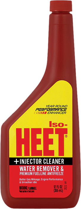 Heet Iso-HEET Water Remover And Premium Fuel Line Antifreeze + Injector Cleaner Helps Increase Gas Mileage Improves Engine Performance Year Round Performance, 12 fl. oz. (28202) , Red