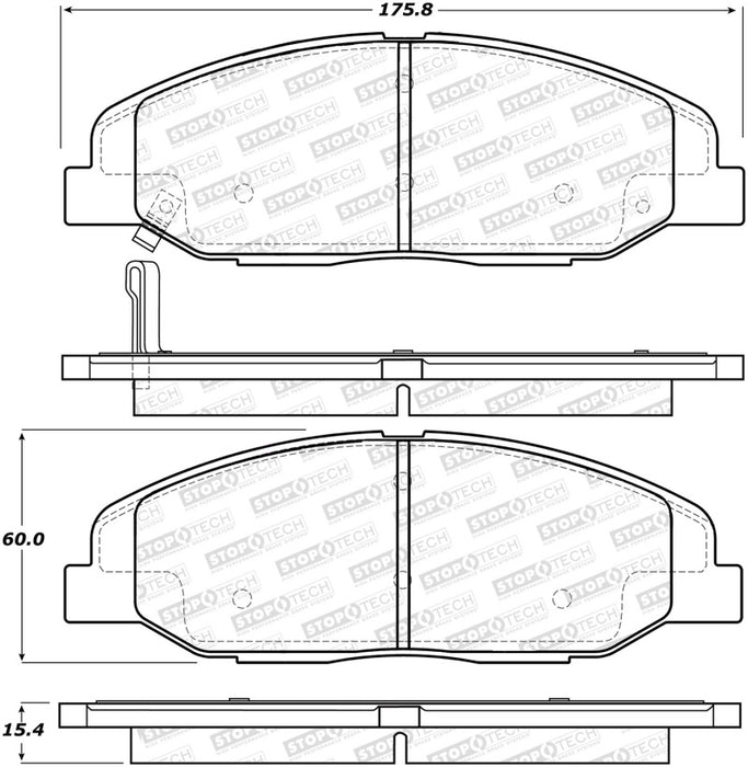 StopTech 08-14 Cadillac CTS Street Performance Front Brake Pads 308.1332