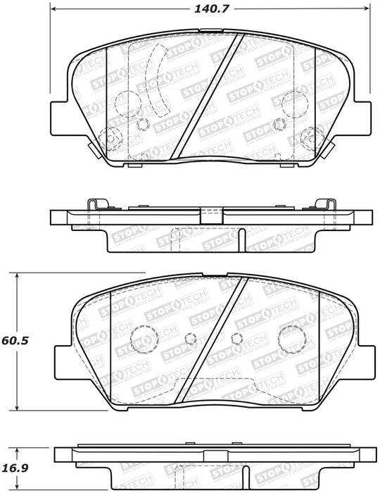 StopTech 13-15 Hyundai Veloster Turbo Street Performance Front Brake Pads 308.1675