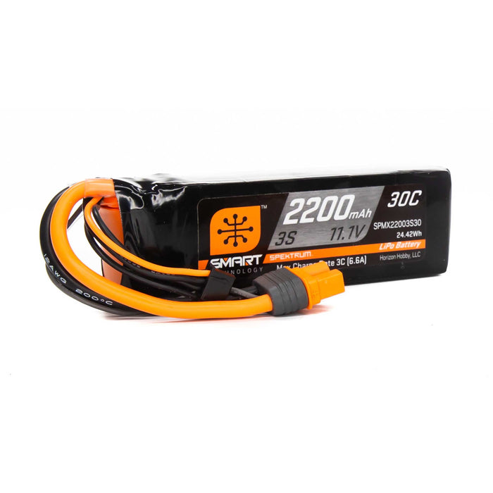 Spektrum SMART 2200mAh 3S 11.1V Smart Li-Po 30C IC3 SPMX22003S30 Airplane Batteries