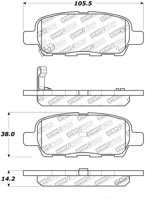 StopTech Street Touring 6/02-08 350z / 01-08 G35 Rear Brake Pads 308.0905