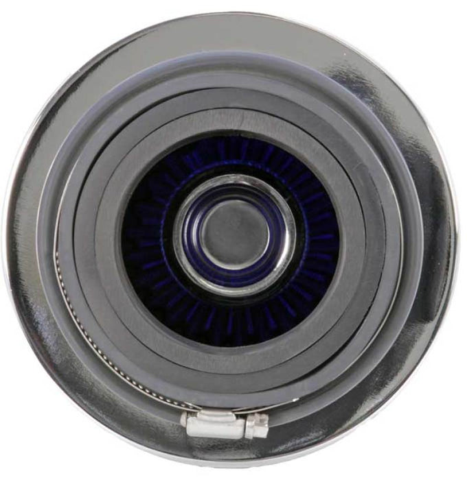 K&N Universal Air Filter Chrome Round Tapered Blue 4in Flange ID x 1.125in Flange Length x 5.5in H RG-1001BL