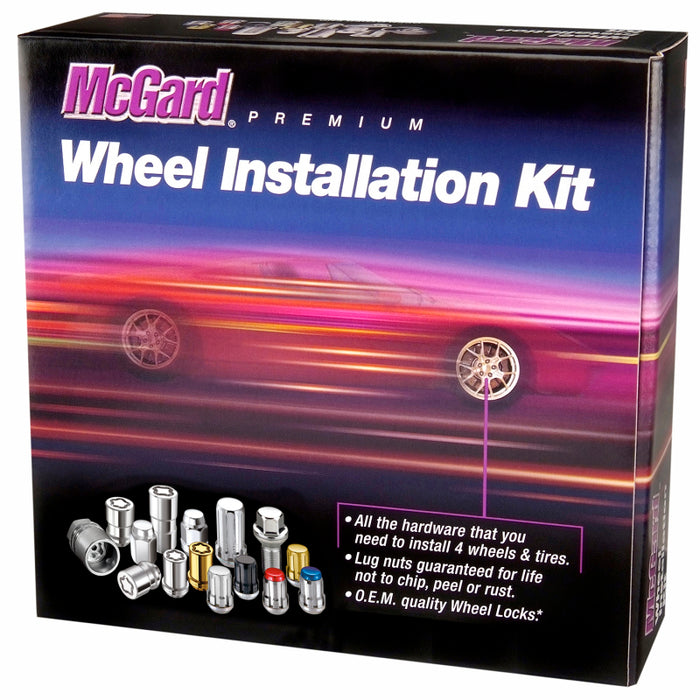 McGard 5 Lug Hex Install Kit w/Locks (Cone Seat Nut) M14X1.5 / 22mm Hex / 1.635in. Length Black 84527