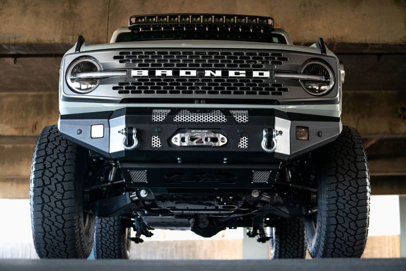 DV8 Offroad 2021+ Ford Bronco Front Bumper Winch Capable w/ Optional Bull Bar/Aux Light Opening FBBR-01