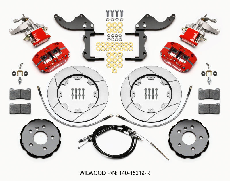 Wilwood Dynapro Radial4 / MC4 Rear Kit 12.19 Red 2014-2015 Mini Cooper w/Lines & Cables 140-15219-R