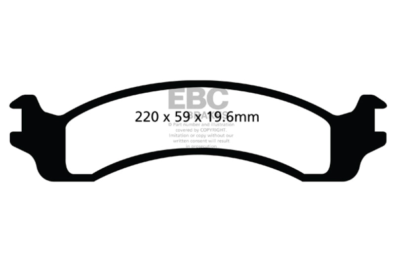 EBC 00-02 Compatible with Dodge Ram 2500 Pick-up 5.2 2WD (Pad with wear sensor) Ultimax2 Front Brake Pads UD859