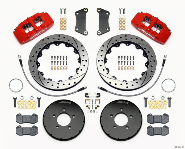 Wilwood Dynapro 6 Front Hat Kit 12.88in Drilled Red 2005-Up Mazda 3 w/ Lines 140-13581-DR