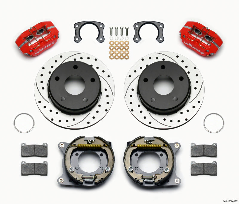 Wilwood Dynapro Lug Mount P/S Park Brake Kit Drilled Red Big Ford New 2.38in Off Bronco 5 x 5.50 140-13664-DR