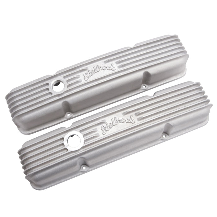 Edelbrock Valve Cover Classic Series Chevrolet 1959-1986 262-400 CI V8 w/ Oil Fill Hole Satin 41449