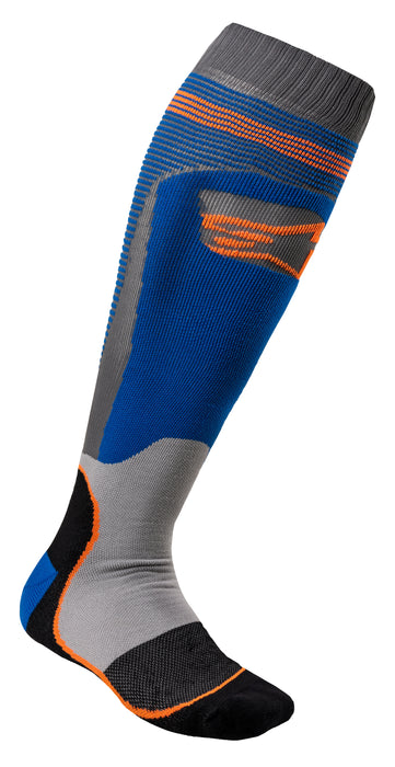 Alpinestars 4701820-7042-L Mx Plus-1 Socks Blue/Fluo Orange Lg