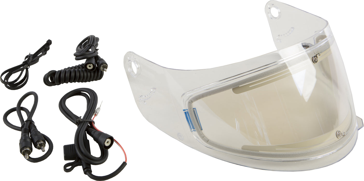 GMAX GM-44 Shield Electric with Hole for Flip Tint with Cord Street Motorcycle Helmet Accessories - Clear/One Size