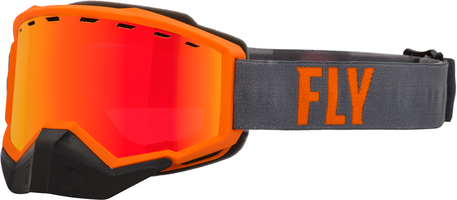 Fly Racing 2023 Focus Snow Goggle (Grey/Orange W/Red Mirror/Rose Lens, Adult)