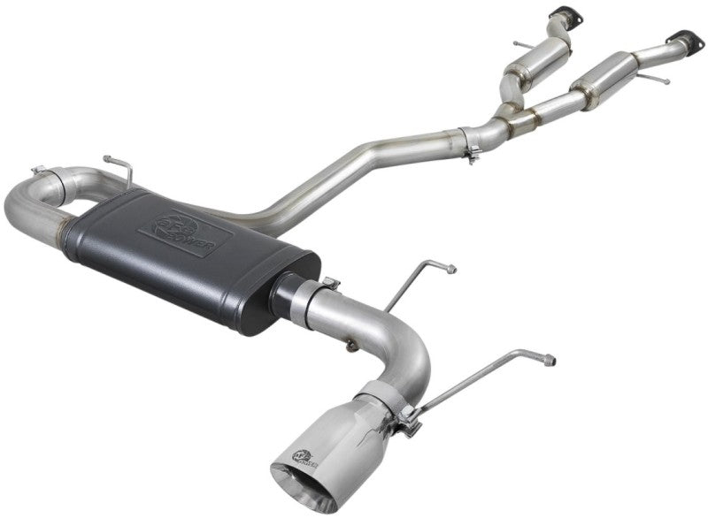 aFe Large Bore HD 3in 304 SS Cat-Back Exhaust w/ Polished Tips 14-19 compatible with Jeep Grand Cherokee V6-3.6L 49-38078-P