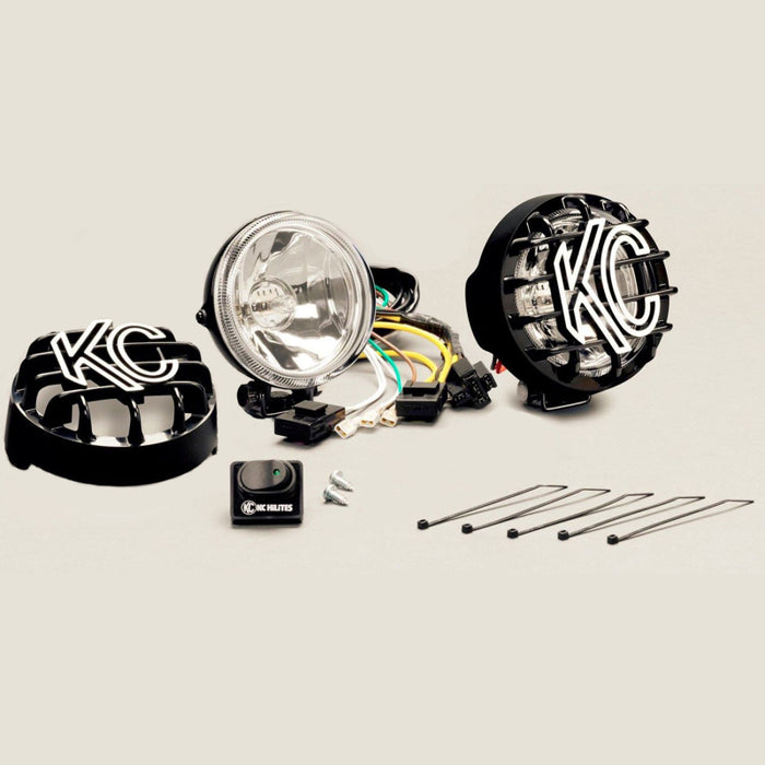 KC HiLiTES Rally 400 4in. Round Halogen Light 55w Spread Beam (Pair Pack System) Black 490