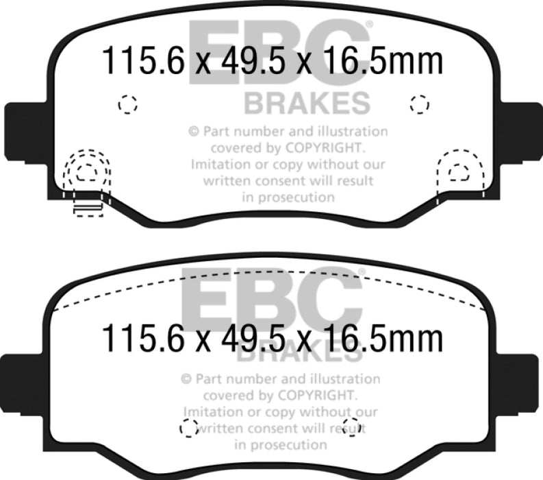 EBC 15+ Fiat 500X 1.4 Turbo Greenstuff Rear Brake Pads DP62237