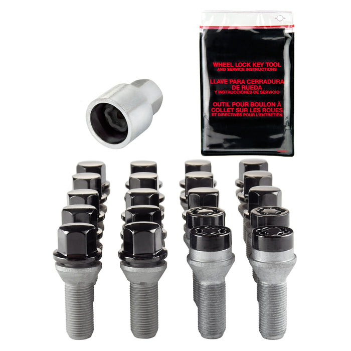 McGard 5 Lug Hex Install Kit w/Locks (Cone Seat Bolt) M14X1.5 / 17mm Hex / 28.0mm Shank L. Black 67200BK