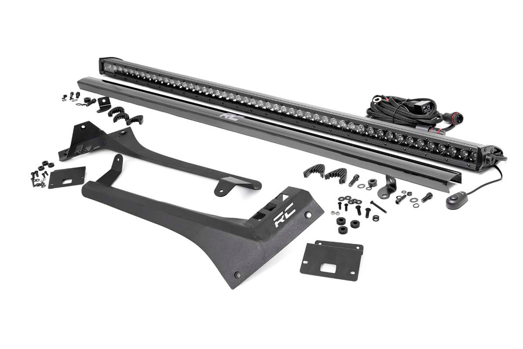 Rough Country compatible with Jeep 50-Inch Straight Led Light Bar Upper Windshield Kit W/ Single-Row Black Series Led (20-22 Gladiator Jt, 18-22 Wrangler Jl) 70065