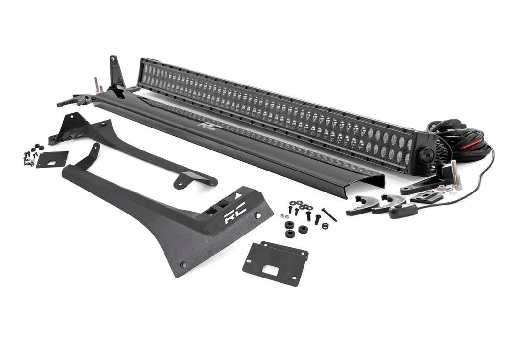 Rough Country compatible with Jeep 50-Inch Straight Led Light Bar Upper Windshield Kit W/ Dual-Row Black Series Led (20-22 Gladiator Jt, 18-22 Wrangler Jl) 70069