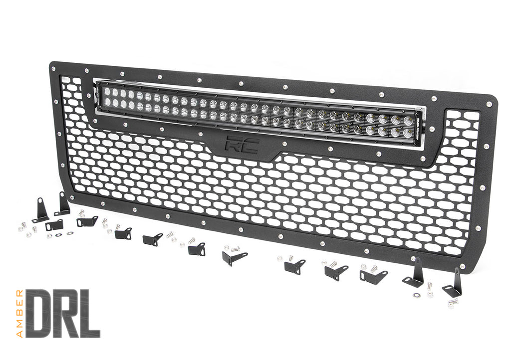 Rough Country Mesh Grille 30" Dual Row Led Black Amber Drl fits gmc Sierra 1500 (14-15) 70190BDA