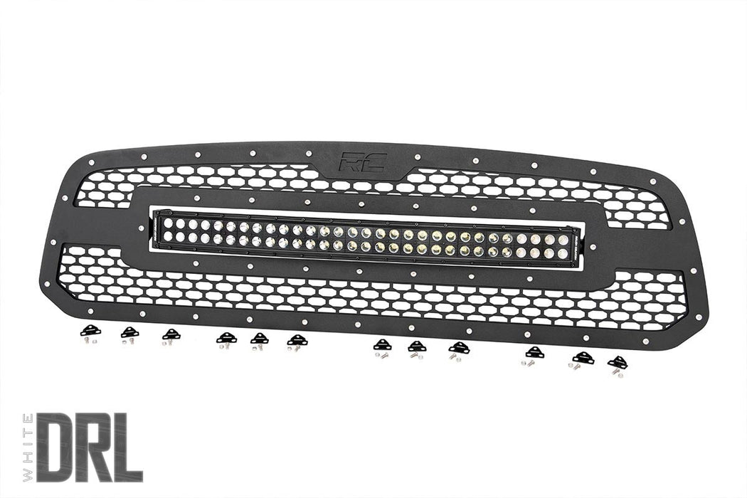 Rough Country Mesh Grille 30" Dual Row Led Black White Drl Ram 1500 (13-18 & Classic) 70199DRL