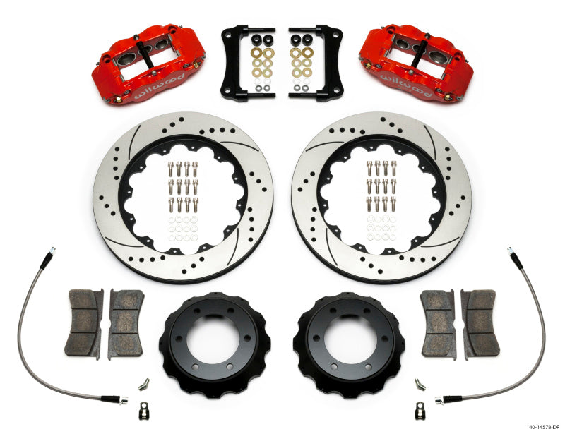 Wilwood Narrow Superlite Red 6R Front Kit 14in Drilled Rotor w/ Lines 05-15 Toyota Tacoma 140-14578-DR