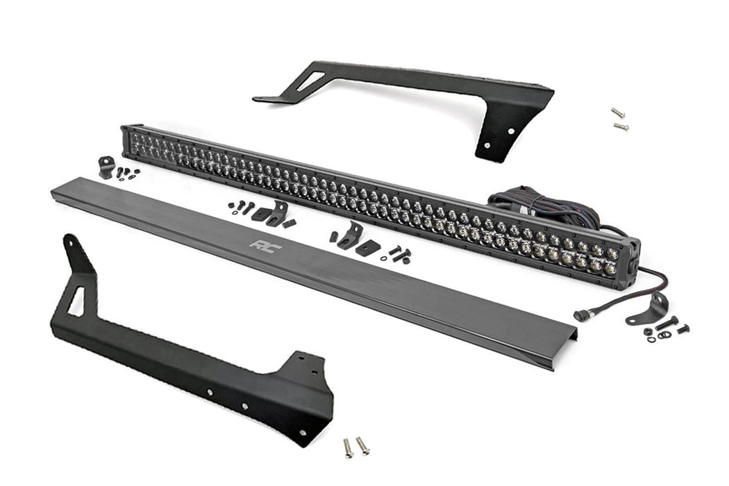 Rough Country Led Light Windshield Mnt 50" Black Dual Row White Drl compatible with Jeep Wrangler Jk (07-18) 70504BLDRL