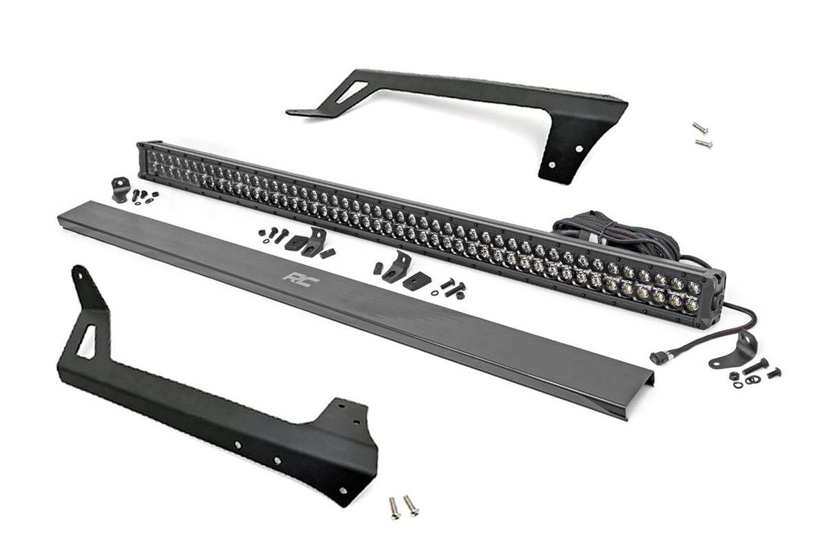 Rough Country Led Light Windshield Mnt 50" Black Dual Row White Drl Fits Jeep Wrangler Jk (07-18) 70504BLDRL