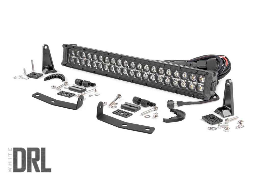 Rough Country Led Light Kit Bumper Mount 20" Black Dual Row White Drl Compatible with Nissan Titan Xd (16-23) 70645DRL