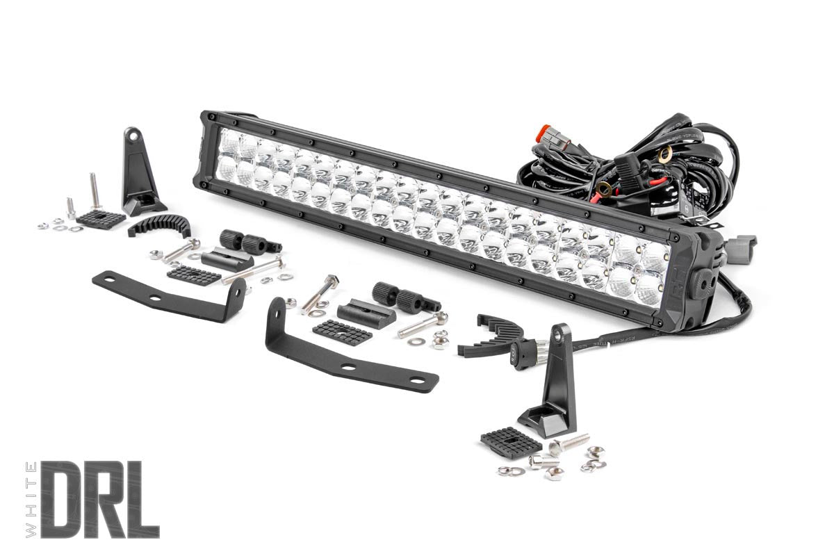 Rough Country Led Light Kit Bumper Mount 20" Chrome Dual Row White Drl Fits Nissan Titan Xd (16-23) 70646DRL