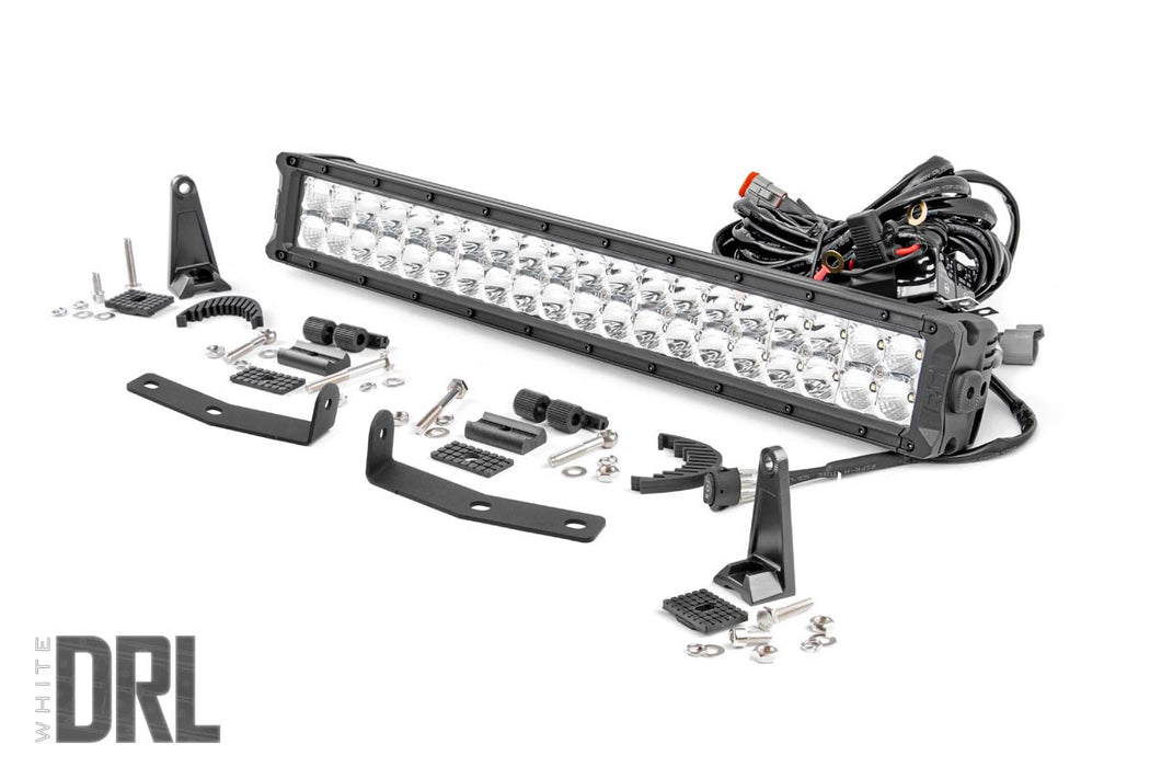 Rough Country Led Light Kit Bumper Mount 20" Chrome Dual Row White Drl Compatible with Nissan Titan Xd (16-23) 70646DRL