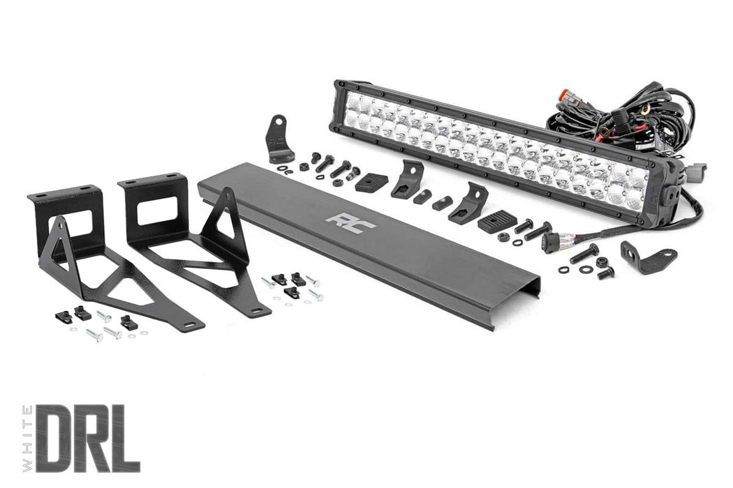 Rough Country Led Light Kit Bumper Mount 20" Chrome Dual Row White Drl Ford Super Duty (05-07) 70664DRL