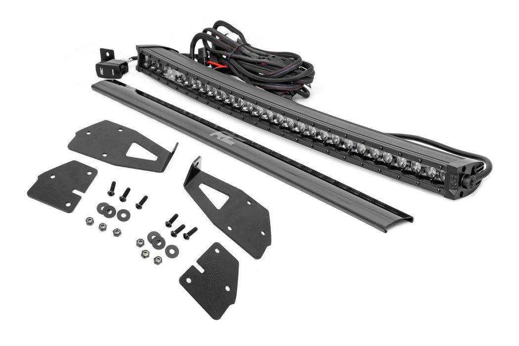 Rough Country Led Light Kit Grille Mount 30" Black Single Row White Drl Ford Raptor (17-20) 70701BLDRL