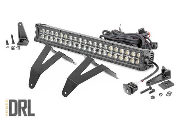 Rough Country Led Light Kit Bumper Mount 20" Black Dual Rowamber Drl Fits RAM 1500 (19-23) 70779DRLA