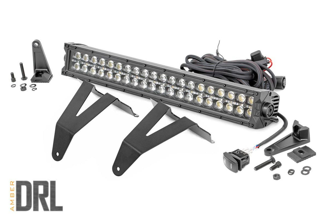 Rough Country Led Light Kit Bumper Mount 20" Black Dual Rowamber Drl Ram 1500 (19-23) 70779DRLA