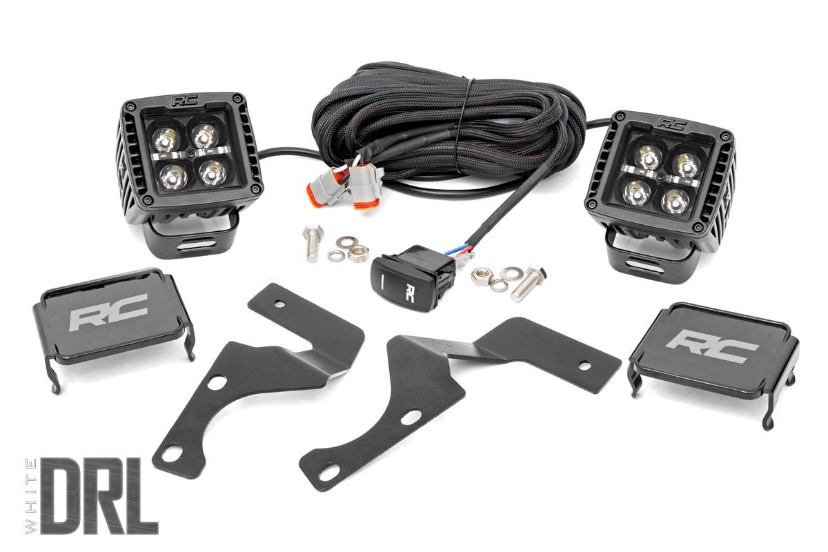 Rough Country LED Light Kit Ditch Mount 2" Black Pair White DRL Fits toyota4Runner (10-23) 70797