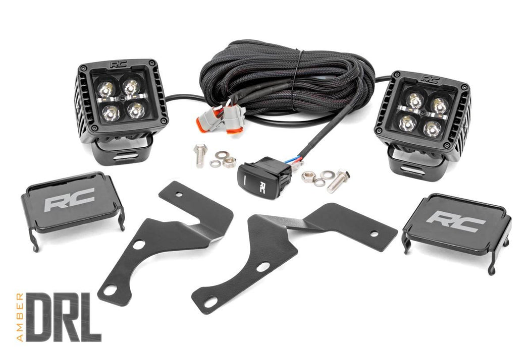 Rough Country LED Light Kit Ditch Mount 2" Black Pair Amber DRL Fits toyota4Runner (10-23)