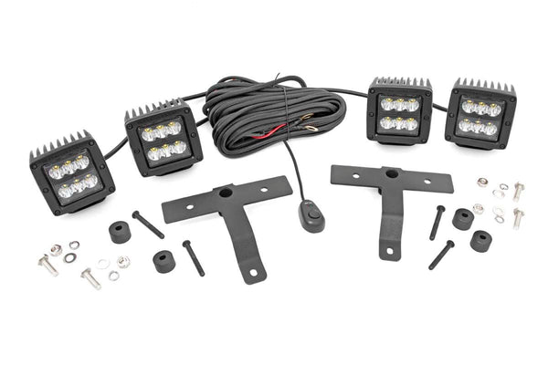 Rough Country Fits Jeep Quad Led Light Pod Kit Black Series (18-21 Jl 20-21 Gladiator) 70822
